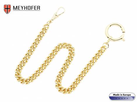 Pocket watch chain -Rossthal- golden stainless round curb chain medium links by MEYHOFER - Bild vergrern 