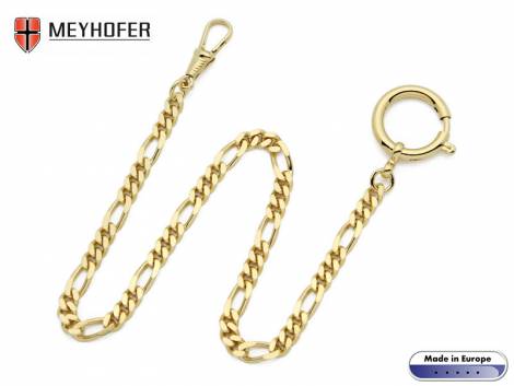 Pocket watch chain -Gruna- golden stainless steel Figaro chain flat by MEYHOFER - Bild vergr��ern 