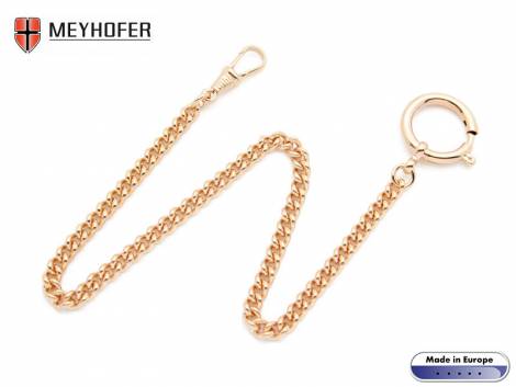 Pocket watch chain -Rehbach- ros golden stainless steel round curb chain small links by MEYHOFER - Bild vergrern 