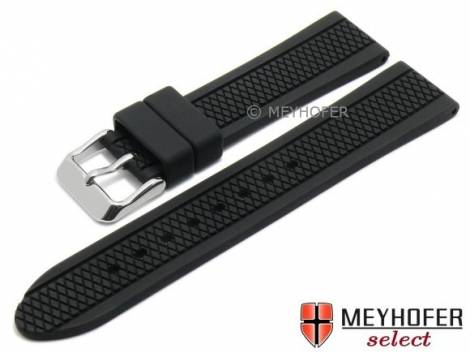 Watch strap -Cardiff- 18mm black silicone with structure by MEYHOFER (width of buckle 16 mm) - Bild vergr��ern 