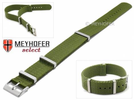 Watch strap -Aachen- 20mm olive green nylon/textile NATO look one piece strap by MEYHOFER - Bild vergrößern 