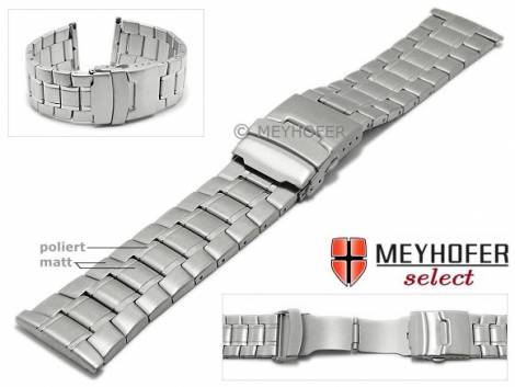 Watch strap -Mataro- 26mm stainless steel massiv look partly polished by MEYHOFER - Bild vergr��ern 
