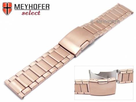 Watch strap -Ottawa- 22-24mm rosé golden stainless steel solid look partly polished by MEYHOFER - Bild vergrößern 
