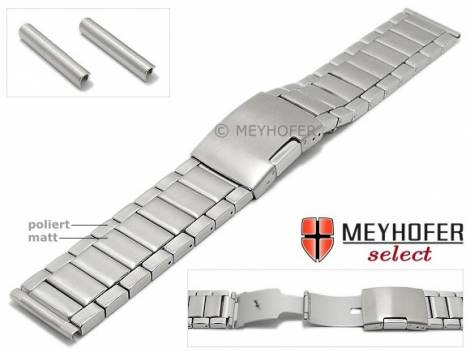 Watch strap -Ottawa- 22-24mm stainless steel solid look partly polished by MEYHOFER - Bild vergr��ern 