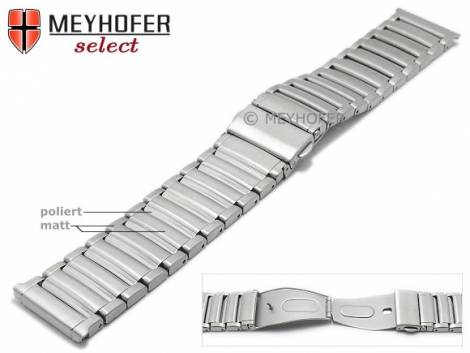 Watch strap -Sarnia- 24mm stainless steel solid-look partly polished by MEYHOFER - Bild vergr��ern 