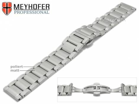 Watch strap -Langley- 20mm stainless steel solid partly polished by MEYHOFER - Bild vergr��ern 
