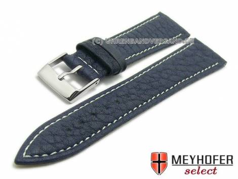 Watch strap -Anadia- 18mm dark blue shrunken leather grained matt by MEYHOFER (width of buckle 16 mm) - Bild vergr��ern 
