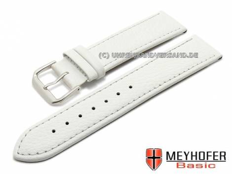 Watch strap -Arrentela- 20mm white leather grained matt by MEYHOFER (width of buckle 18 mm) - Bild vergr��ern 