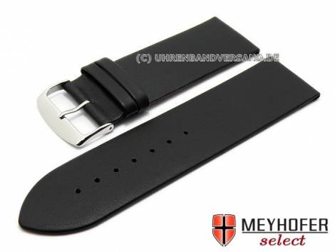 Watch strap -Cascais- 28mm black calf nappa leather smooth matt MEYHOFER (width of buckle 26 mm) - Bild vergr��ern 