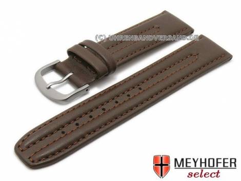 Watch strap -Accra- 18mm dark brown with titanium buckle saddle leather by MEYHOFER (width of buckle 16 mm) - Bild vergr��ern 