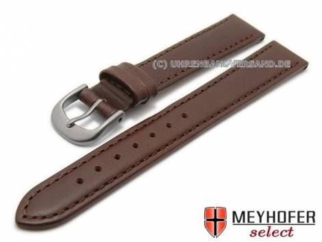 Watch strap -Kattavia- 12mm dark brown titanium buckle nappa leather by MEYHOFER (width of buckle 10 mm) - Bild vergr��ern 