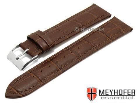 Watch strap XL -Breno- 22mm dark brown leather alligator grain stitched by MEYHOFER (width of buckle 20 mm) - Bild vergr��ern 