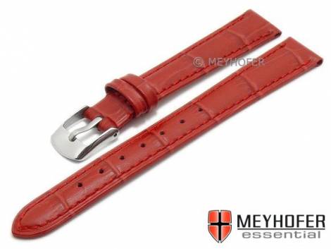 Watch strap -Davos- 14mm red leather alligator grain stitched by MEYHOFER (width of buckle 12 mm) - Bild vergr��ern 