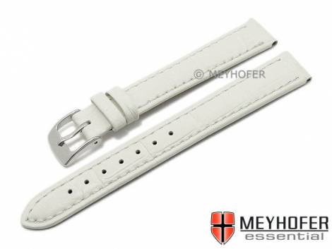 Watch strap -Davos- 14mm white leather alligator grain stitched by MEYHOFER (width of buckle 12 mm) - Bild vergr��ern 