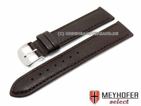 Watch strap -Seaton- 18mm dark brown camel leather grained stitched by MEYHOFER (width of buckle 16 mm) - Bild vergr��ern 