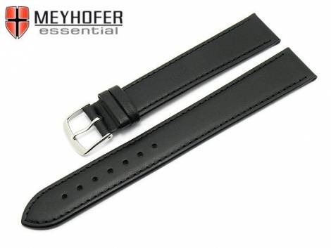 Watch strap XL -Longford- 18mm black soft nappa leather smooth matt by MEYHOFER (width of buckle 16 mm) - Bild vergr��ern 