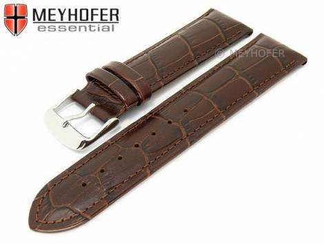 Watch strap XL -Palmdale- 18mm dark brown leather alligator grain stitched by MEYHOFER (width of buckle 16 mm) - Bild vergr��ern 
