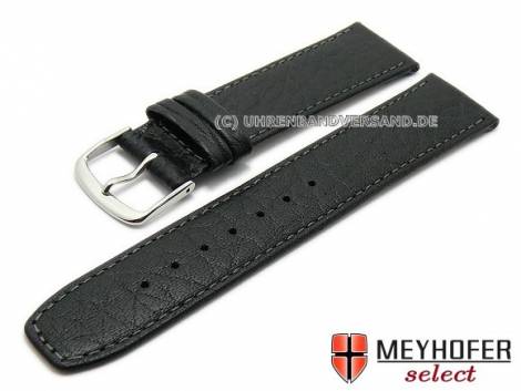 Watch strap -Avintes- 18mm black leather grained by MEYHOFER (width of buckle 16 mm) - Bild vergr��ern 