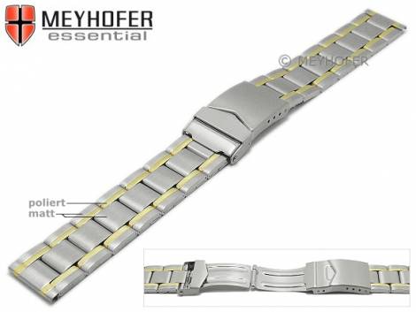 Watch strap -Kingman- 18mm dual tone stainless steel folded partly polished by MEYHOFER - Bild vergr��ern 