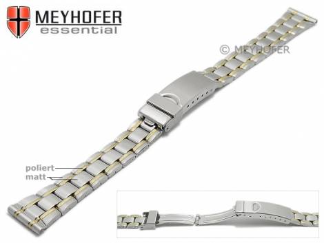 Watch strap -Greenville- 14mm dual tone stainless steel folded partly polished with clasp by MEYHOFER - Bild vergr��ern 
