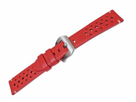 Watch strap -Socorro- 22mm red leather racing look light stitching by MEYHOFER (width of buckle 20 mm) - Bild vergrern 