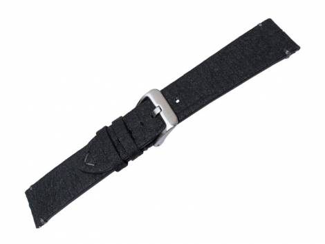 Watch strap -Boulder- 18mm black from pineapple fibers VEGAN matt by MEYHOFER (width of buckle 16 mm) - Bild vergr��ern 