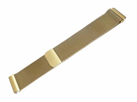 Meyhofer EASY-CLICK watch strap -Greensburg- 18mm golden mesh fine structure with magnetic clasp - Bild vergrern 