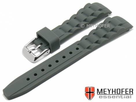 Watch strap -Leeds- 17mm dark grey silicone waterproof matt with curved ends by MEYHOFER (width of buckle 14 mm) - Bild vergr��ern 