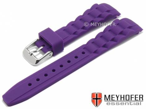 Watch strap -Leeds- 17mm purple silicone waterproof matt with curved ends by MEYHOFER (width of buckle 14 mm) - Bild vergrern 