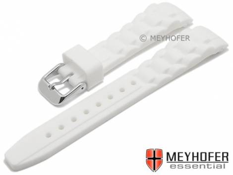 Watch strap -Leeds- 17mm white silicone waterproof matt with curved ends by MEYHOFER (width of buckle 14 mm) - Bild vergr��ern 