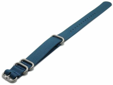 Watch strap -Pasadena- 22mm blue synthtic/textile NATO Zulu style 3 metal loops one-piece strap by MEYHOFER - Bild vergr��ern 