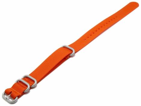 Watch strap -Pasadena- 24mm orange synthtic/textile NATO Zulu style 3 metal loops one-piece strap by MEYHOFER - Bild vergr��ern 