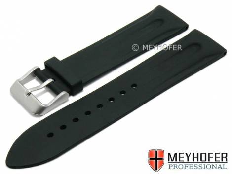 Watch strap -Ebikon- 21mm black caoutchouc matt with structure by MEYHOFER (width of buckle 20 mm) - Bild vergr��ern 