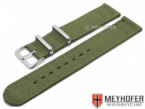 Watch strap -Torrington- 18mm oliv green textile/synthetic military look stitched by MEYHOFER (width of buckle 18 mm) - Bild vergrern 