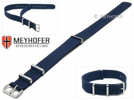 Watch strap -Kearney- 16mm dark blue textile/synthetic one-piece strap in NATO style by MEYHOFER - Bild vergrern 