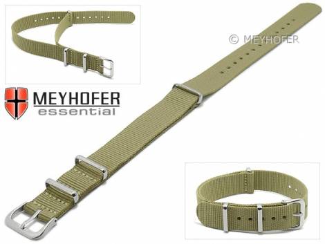 Watch strap -Kearney- 16mm green grey textile/synthetic one-piece strap in NATO style by MEYHOFER - Bild vergr��ern 
