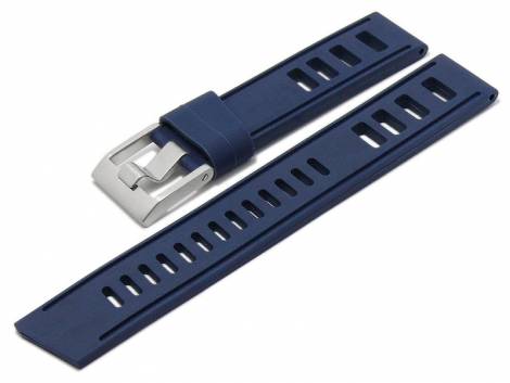 Watch strap -Palau- 18mm dark blue silicone smooth matt with holes by MEYHOFER (width of buckle 18 mm) - Bild vergrern 