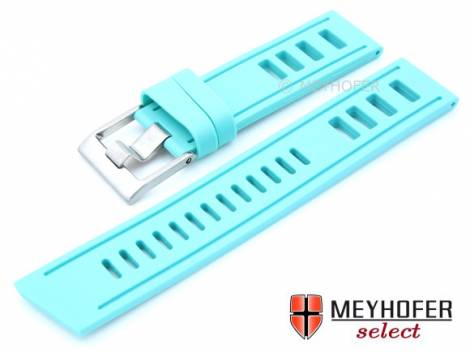 Watch strap -Palau- 20mm turquoise silicone smooth matt with holes by MEYHOFER (width of buckle 20 mm) - Bild vergr��ern 