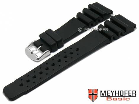 MEYHOFER Basic watch strap -Edgewater- 24mm black rubber diver strap matt (width of buckle 20 mm) - Bild vergr��ern 