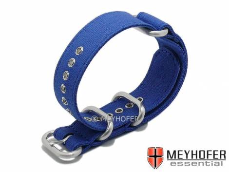 Watch strap -Alvarado- 22mm blue canvas/textile one-piece strap in NATO Zulu style by MEYHOFER - Bild vergr��ern 