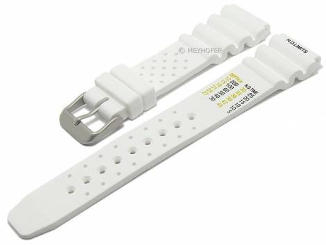 Watch strap -Allentown- 18mm white rubber diver strap matt by MEYHOFER (width of buckle 18 mm) - Bild vergr��ern 