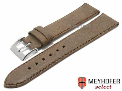 Watch strap -Canmore- 20mm brown leather vintage look stitched by MEYHOFER (width of buckle 18 mm) - Bild vergr��ern 