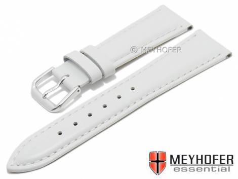 Watch strap XS -Clarksburg- 19mm white leather smooth matt stitched by MEYHOFER (width of buckle 16 mm) - Bild vergr��ern 