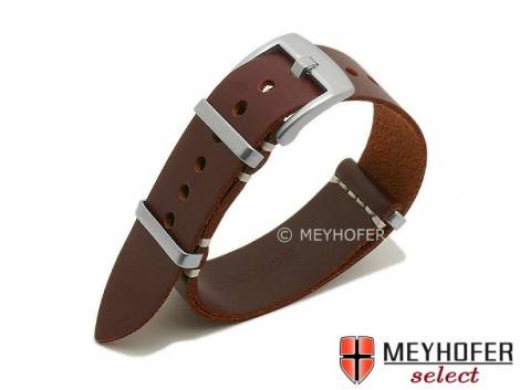 Watch strap -Meadville- 22mm red brown leather one-piece strap in NATO style by MEYHOFER - Bild vergr��ern 