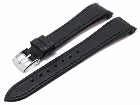 Watch strap -Kriens- 20mm black leather alligator grain for Rolex by MEYHOFER (width of buckle 16 mm) - Bild vergr��ern 
