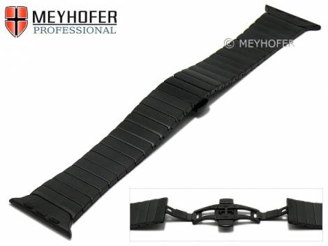 Watch strap -Westmont- 42mm black stainless steel for APPLE Smartwatches by MEYHOFER - Bild vergr��ern 