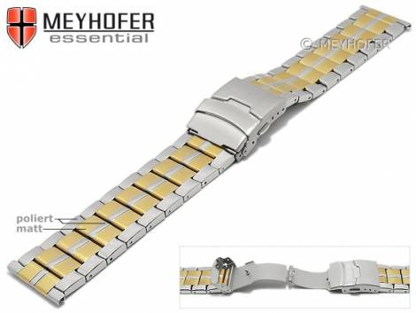 Watch strap -Rexburg- 24mm dual tone stainless steel solid look folded partly polished by MEYHOFER - Bild vergr��ern 