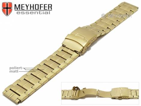 Watch strap -Rexburg- 20mm golden stainless steel solid look folded partly polished by MEYHOFER - Bild vergrern 