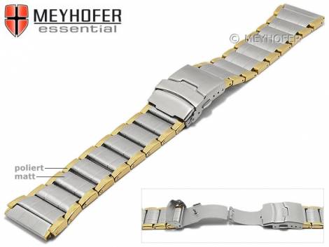 Watch strap -Polson- 24mm dual tone stainless steel solid look folded partly polished by MEYHOFER - Bild vergr��ern 