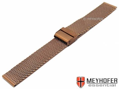 Watch strap -Evanston- 22mm bronze stainless steel mesh medium structure with slide clasp by MEYHOFER - Bild vergrern 